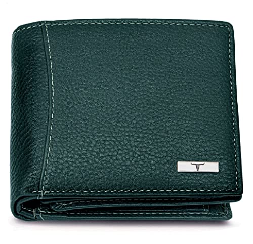 Oliver Leather Wallet for Men, Green in Wooden Box, Contemporary