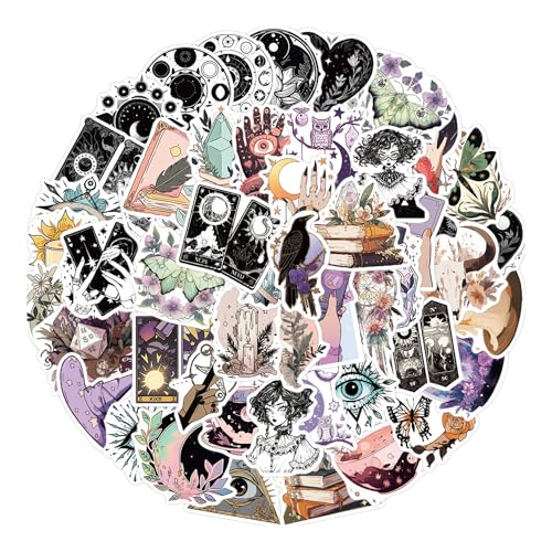 KSBBHDS Juego de 50 Pegatinas 3D para Bicicleta - Diseño de Bruja de Dibujos Animados, Góticas - para Ordenador Portátil y Álbum de Recortes