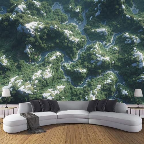 ANALTIRCE Papier Peint Panoramique 100×70cm, Revêtement Nature Montagnes, 3D Motif Vue Aérienne Forêt Mural Poster Geant Murale Décoration pour Chambre...