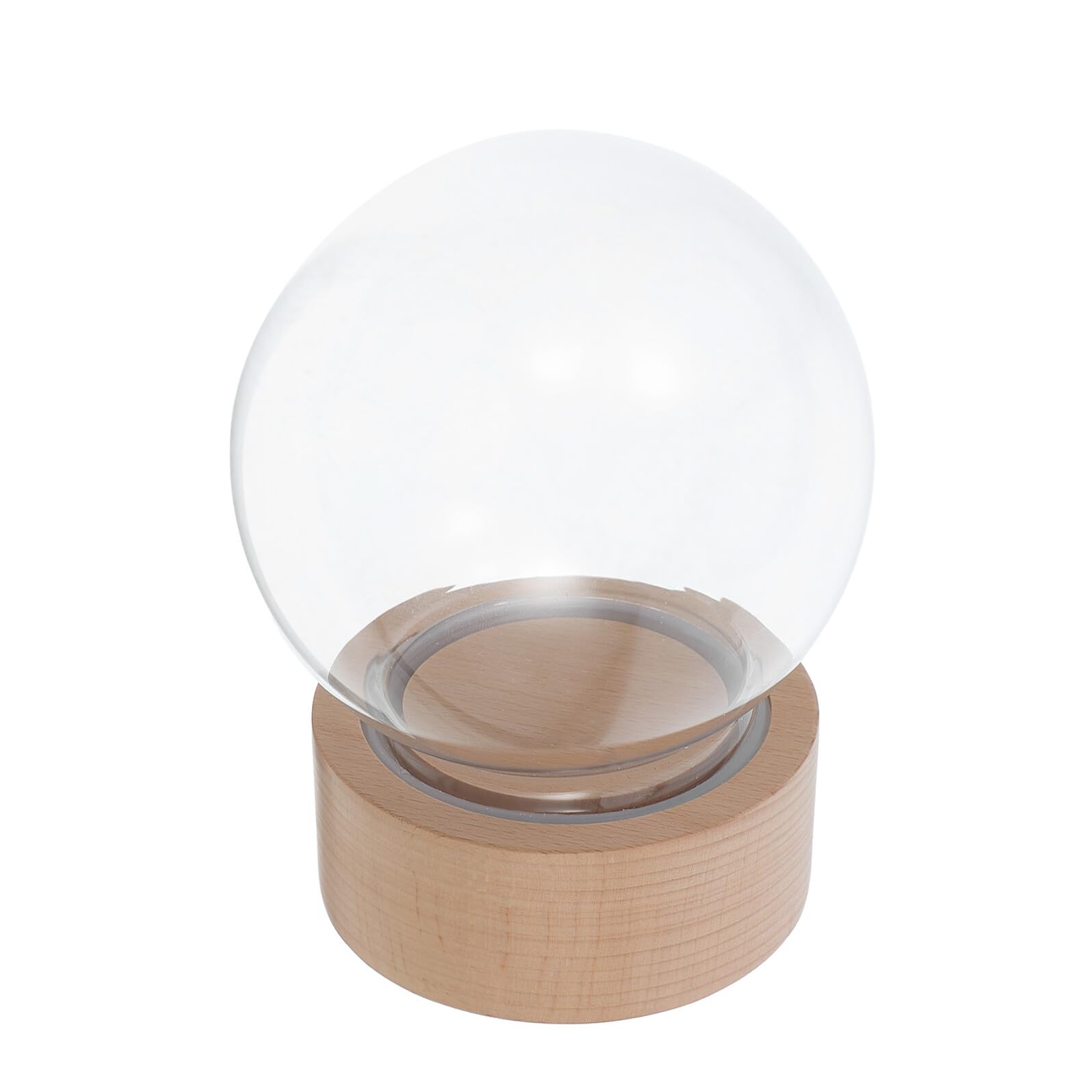 SOIMISS Bola de Nieve de Vidrio Transparente con Caja de Música Integrada, Base de Madera, Diseño Redondo para Decoración y Manualidades, Globo de Nieve Vacía para Exhibición y Mini