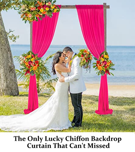 Hot Pink Chiffon Backdrop Curtain 2 Panels 29 Inch (74Cm Wide) By 120 Inches (300Cm Long) Wedding Chiffon Backdrop Drapes Beach Curtains For Living Room Voile Window Curtain Photography Backdrop #TOP1