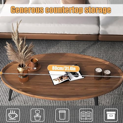 Table basse en noyer véritable forme ovale et lignes épurées - 5