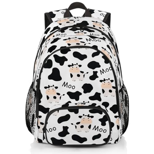 School Backpack for Boys Girls - Bookbag for Middle Elementary College Gym Travel, School Bag Rucksack Casual Daypack Computer Laptop Backpack for Women Men (Cute Cows Animal)