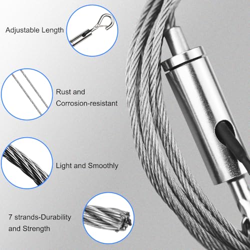 Image of Picture Hanging Wire, Anchors Lag Bolts Kit for Adjustable Heavy Curtain Mirror Hold Up to 70 lbs