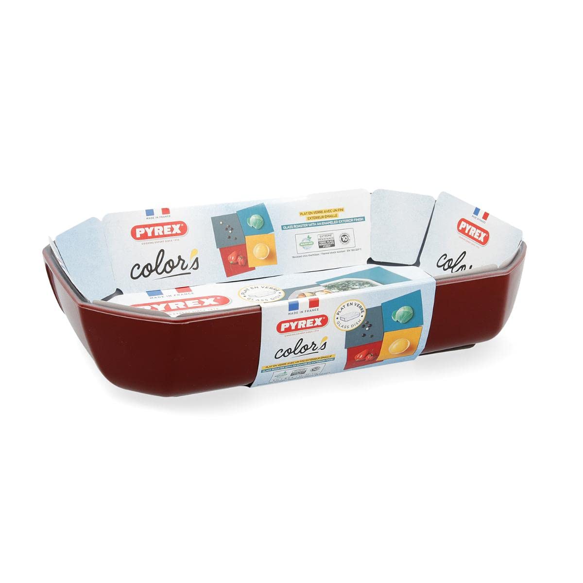 PYREX COLORS Fuente Rectangular Horno Rojo Boro 33X22Cm, 3,2L