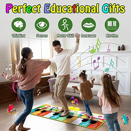 NEWSTYLE Piano Mat,Dinosaur Cartoon Musical Mat Dance Floor Piano Keyboard Mat with 8 Instruments Sounds Musical Toys for Toddlers Touch Play Dancing Mat Toy for Girls Boys Gifts 7 51Fg0C5z GL. AC