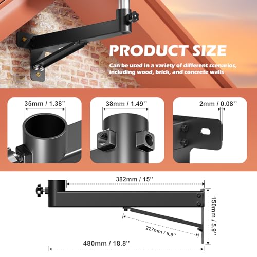 Starlink Long Wall Mount, Starlink Roof Mount, Mount Bracket for Starlink V2 (Gen 2) Internet Kit Satellite,Starlink Mounting Kit for Wood, Stucco, Concrete & Brick, 33 lbs Max Load