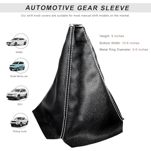 BWBWND Car Shift Knob Dust Cover, Manual/Automatic Gear Shifter Dustproof Cover Protective Sleeve, Universal Decorative Gear Stick Boot Replacement for Most Car Truck SUV (Black & White)