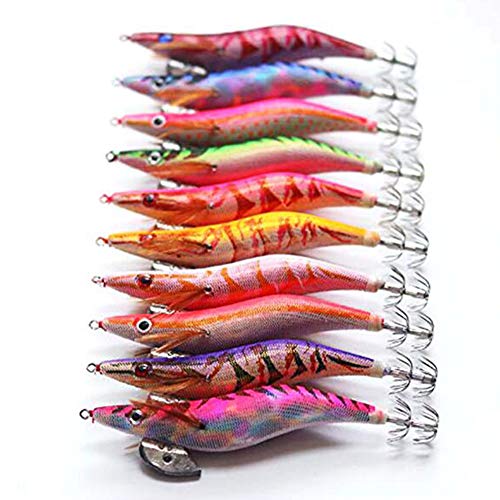 Esche Esca da Pesca Artificiali Calamaro Jig, Molle Il Richiamo di Pesca Nottilucenti Rigido con Ganci a Doppio Strato Adatto per la Pesca di Polpo Polpi, Seppia, Calamari, Gamberetto,2.5# 10pcs