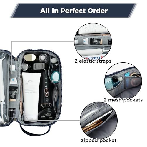ECOHUB Toiletry Bag for Men Travel Dopp Kit Water Resistant Small Shaving Kit Bag Toiletry Organizer for Traveling, Separate Dry Wet & Toothbrush Pocket, Wide Open (Blue-2)4