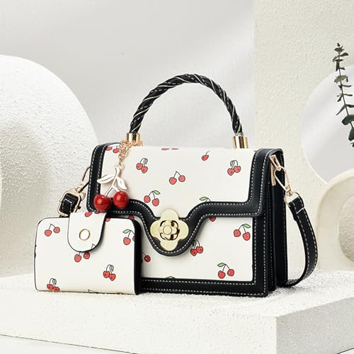 Cherry Handbag Y2K for Women with Charm Wallet Cherry Print Top Hand Crossbody Purse Kawaii Sweet Cute Bag Fashionable Daily2