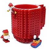 KYONNE Build-on Brick Mug, Building Blocks Coffee Cup, Unique Christmas Gift Idea (Red)