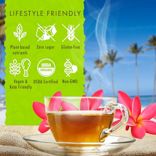 Image of Hawaiian Natural Passion Fruit Orange Organic Tea, Green & Black - 20 Bags | Tropical fruit flavored tea blend; perfect daily cup and thoughtful gift
