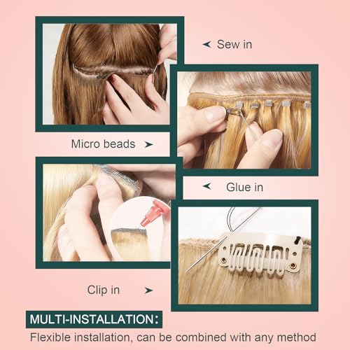 Image of Easyouth 24 Inch Sew in Hair Extensions Real Human Hair Brown, Double Weft | 100G, Weft Hair Extensions Darkest Brown, Sew in Weft Hair Extension, Long Straight Hair, Add Length and Volume, for Women