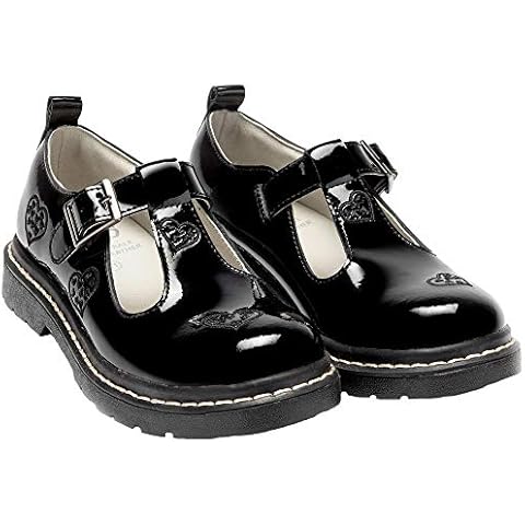Lelli Kelly LK8295 (DB01) Jennifer Black Patent T-Bar School Shoes F Fitting (Numeric_11_Point_5) Cover