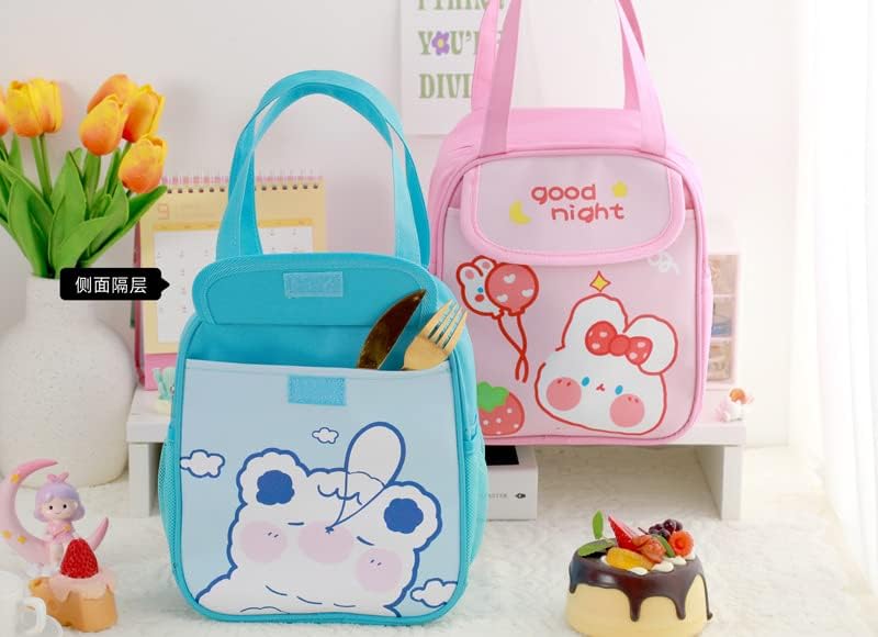 Miniatura 5 de Linda lonchera Kawaii con aislamiento estético de dibujos animados para mujeres, lonchera Bento para preparación de comidas, bolsa de almuerzo