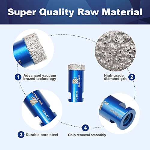 Diamond Drill Bit 28mm,BRSCHNITT 1pc M14 Vacuum Brazed Diamond Tip Drill Bit for Tile Porcelain Stoneware Ceramic Marble Granite Drilling,Suitable For Angle Grinders - Image 3