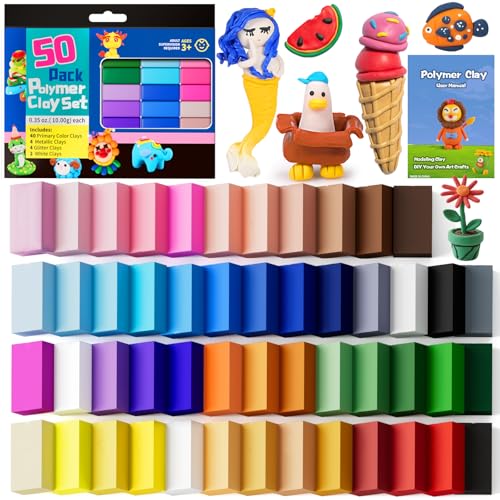 Image of CiaraQ Polymer Clay Kit, Mini Modeling Clay Set | for Kids /Beginners / Artist, 48 colors