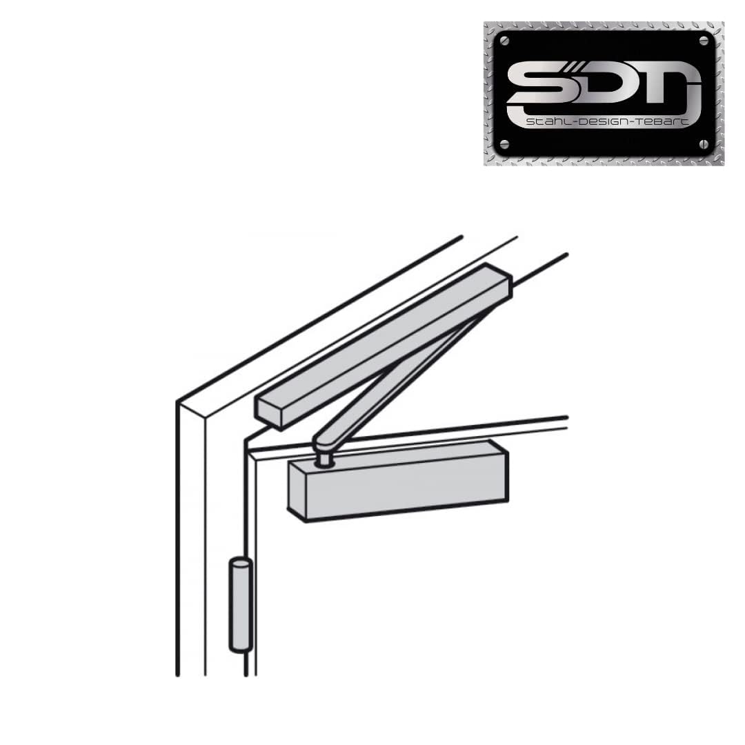 Geze GEZE TS5000 - Cierrapuertas (paquete completo, incluye placa de montaje y riel deslizante), color plateado
