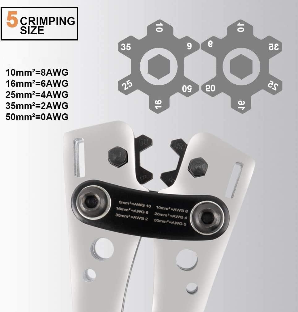 Sanuke Battery Cable wire Lug Crimping Tool for AWG 8-1/0 Electrical Lug Crimper with Cable Cutter and 12PCS Lugs Tubular Ring Terminal Connectors and 10PCS 3:1 Dual Wall Adhesive Heat Shrink Tubing - - 