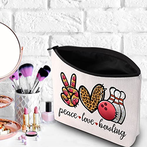 Wzmpa Bowling Cosmetic Makeup Bag Bowling Lover Gifts Peace Love Bowling Ball Zipper Pouch For Women Girls (Peace Love Bowling) #TOP4