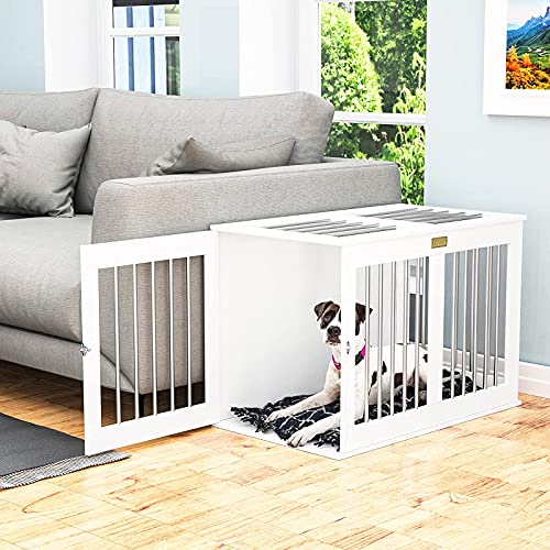 Furniture Style Dog Crate, Wooden Dog Crates Indoor Use, Double Doors Wooden Dog Kennels, Chew-Proof, Easy to Assemble… - Image 5
