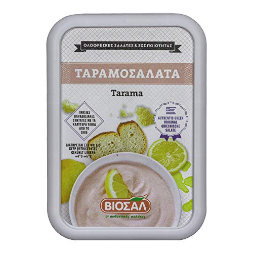 Food-United Tarama 200g original griechische Delikatesse gesalzene Fisch-Rogen Creme Taramas aus Kartoffeln Zitrone Fischeiern kalte Vorspeise als Dip für Brot und Gemüse Meze