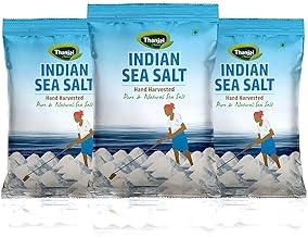 Thanjai Natural Indian Sea Salt, 3KG (1KG x 3 Packs) | Coarse Crystal Salt | Traditionally Hand-Harvested, Naturally Sun-Dried, 100% Natural, No Artificial Iodine, Hygienically Packed for Everyday Cooking & Seasoning