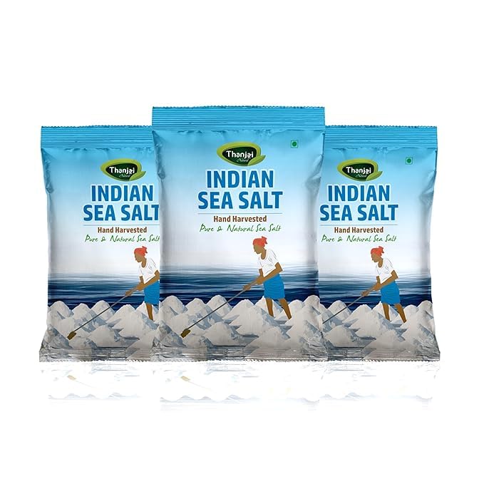 Indian Sea Salt, 3KG (1KG x 3 Packs) | Coarse Crystal Salt | Traditionally Hand-Harvested, Naturally Sun-Dried, 100% Natural, No Artificial Iodine, Hygienically Packed for Everyday Cooking & Seasoning