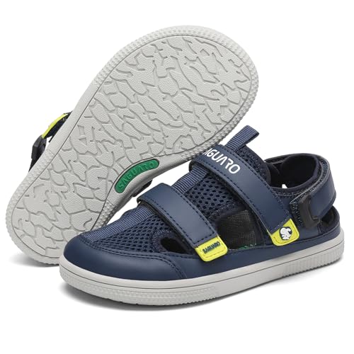 SAGUARO Sandalen Jungen Barfußsandalen Kinder Sommerschuhe Geschlossener Zehenkapper Wassersandalen Klettverschlusses Kindersandalen für Kindergarten Alltag Outdoor Tiefblau 30