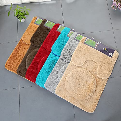 Dantazz Badematten Badteppiche Set 3 Teilig Weich Flauschig Badvorleger Toilettenmatte Waschbar Toilettensitz Dreiteiliges Rutschfeste WC Garnitur Badezimmerteppich WC Vorleger Set (Hellblau, onesize) – Bild 3