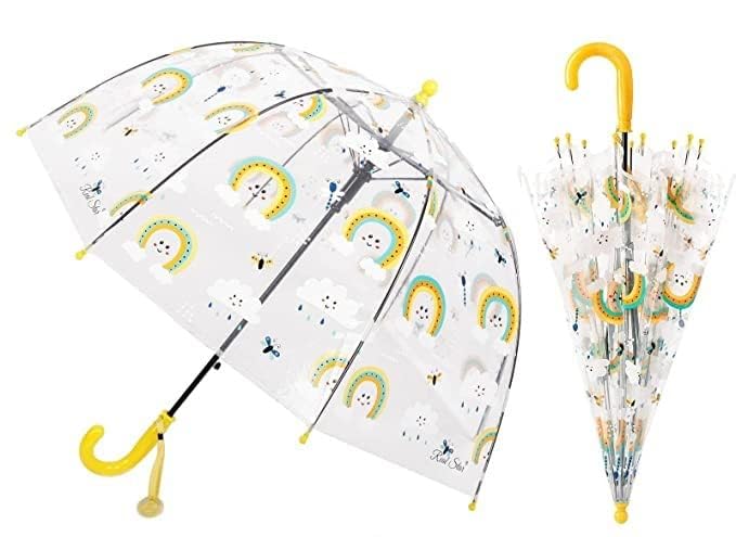 Image of Rainbow Smiling Sun Umbrellas Children Magic Cloud Transparent, See through Dome Umbrella for Children, Umbrella for Girls and Boys, Umbrella for Kids