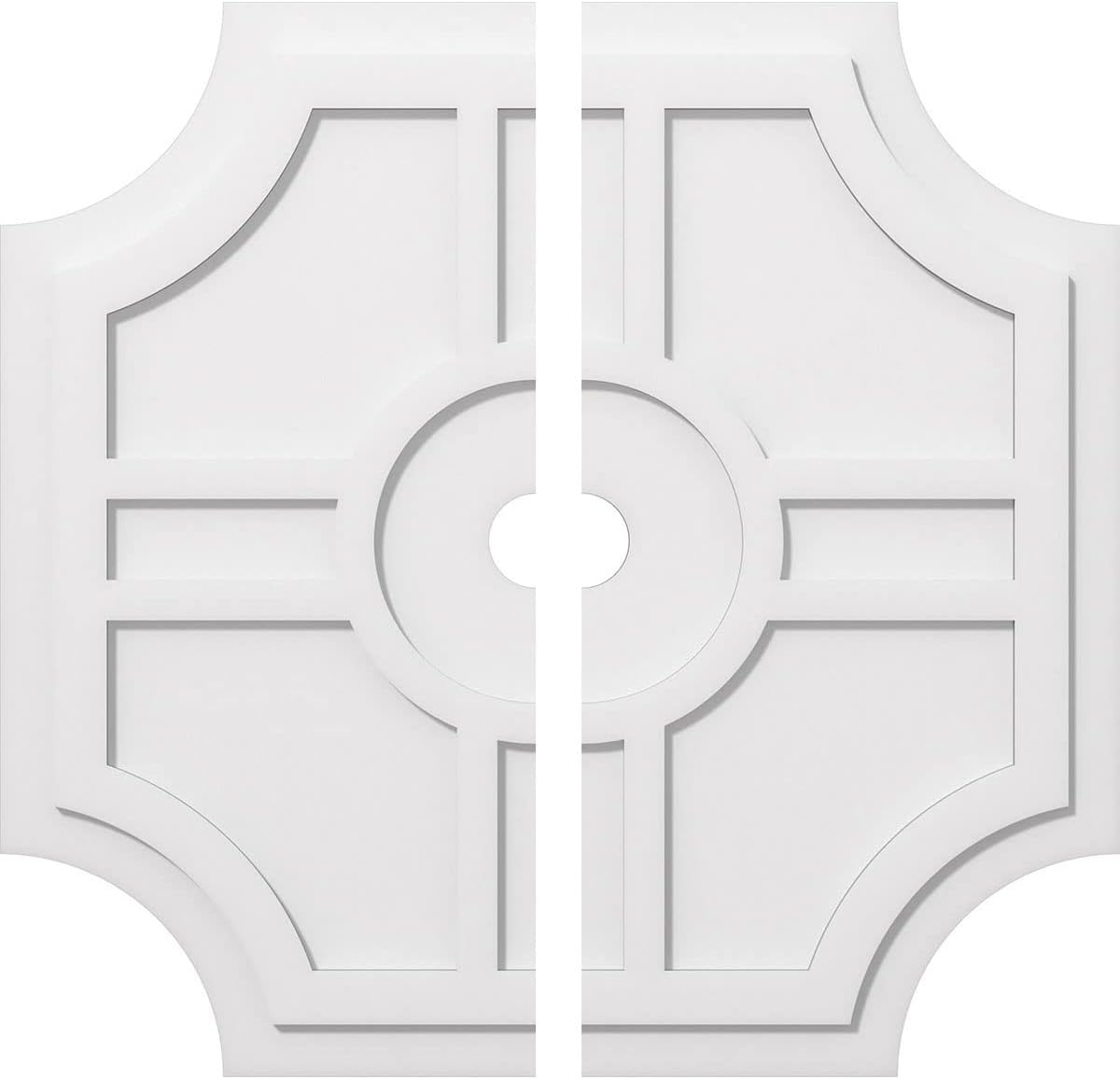 Ekena Millwork CMP34HS2-03000 Haus Architectural Grade PVC Contemporary, Two Piece Urethane Ceiling Medallions 34"OD x 3"ID x 11 1/4"C x 1"P