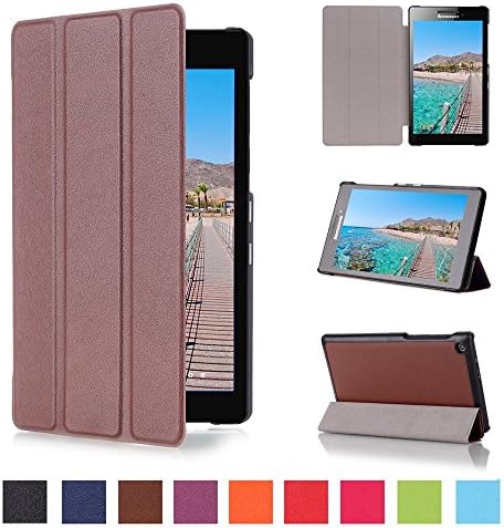 for Lenovo Tab2 A7-20F Case, Ultra Slim Hard Case + PU Leather Smart Cover Stand for 7.0" Tablet Tab 2 A7-20F, Brown