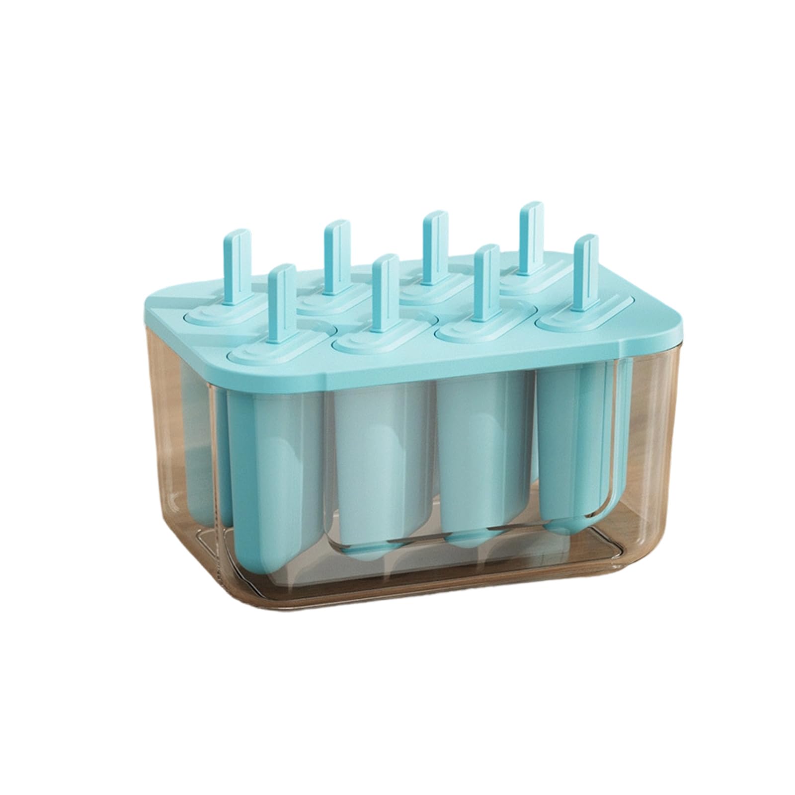 Btgghytr Practical Multi Cavity Ice Lolly Tray Large Capacity 8 Compartment Popsicles Maker with Leakproof Lid Popsicles Mold