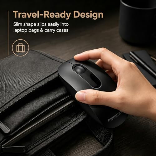 memzuoix 2.4G Wireless Mouse, Silent Mouse 1600DPI for Laptop PC(Black) — view 6
