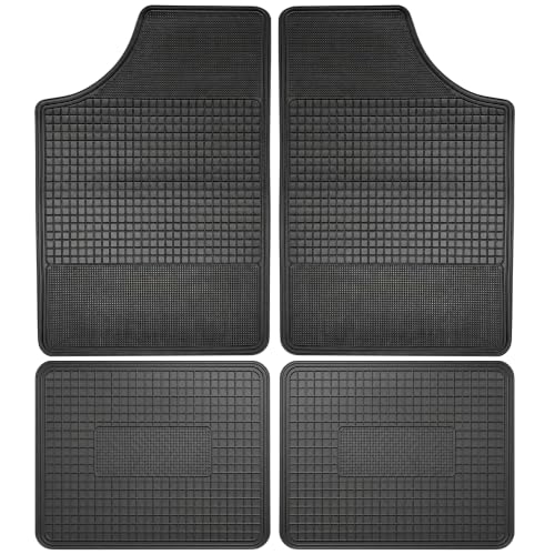 Alfombrillas de Goma Universales para Coche, Diseño Antideslizante, Alfombrillas Lavables, Alfombrilla automóvil Ajustables, Delanteras 68.5x46 cm, traseras 34x46 cm, Apto para Cortar