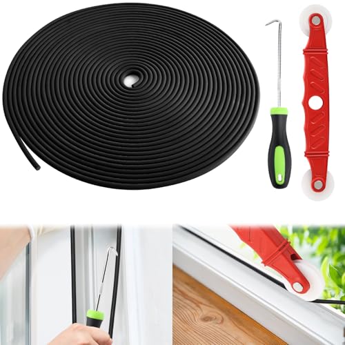 U0U Backer Rod 1/8inch,Backer Rod Kit with Roller Tool,16.4Ft Black Backer Rod Caulk Saver for Installing Door Window Gaps and Joint Concrete Filling (Black, 1/8inch x 16.4feet)