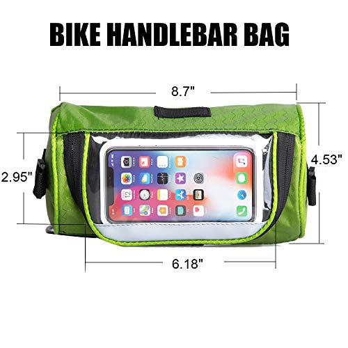Zukka Bike Handlebar Bag,Adjustable And Removable Shoulder Strap Waterproof Bicycle Front Storage Bag With Transparent Pouch Touch Screen, Large-Capacity Cycling Front Pack #TOP2