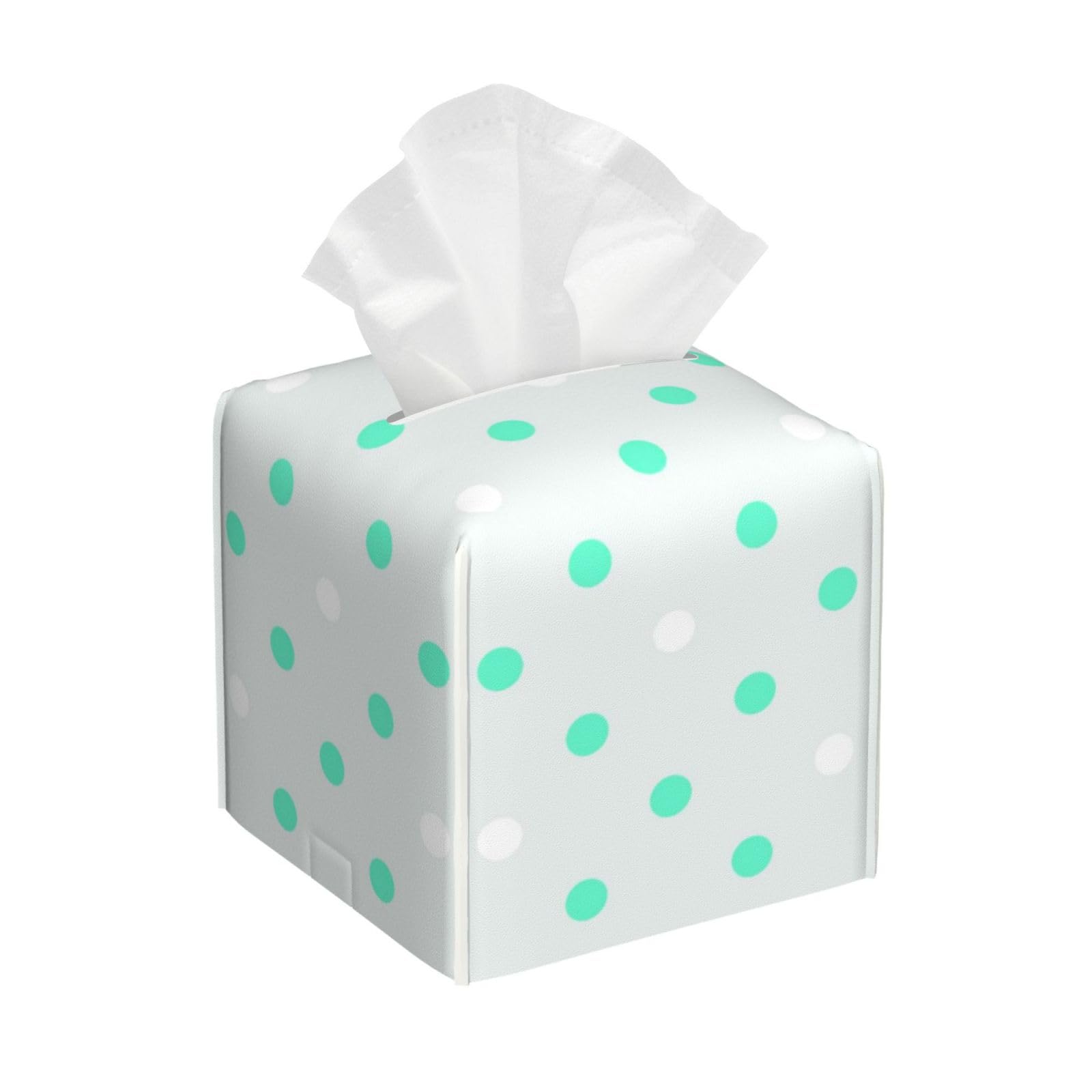 Blue and White Polka Dots On Grey Background PVC Cube Tissue Pack for Home Office Bathroom Use