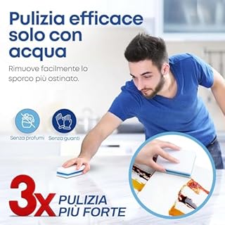 PIRAINO Gomma Magica Professionale Pulisce Senza Chimici Spugna Magica in Melamina Riutilizzabile 10 Pezzi Ideali per Casa, Cucina, Bagno e Auto