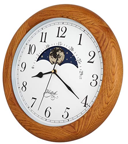 JUSTIME 14-inch Oak Moonphase Wall Clock