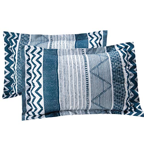 Shatex Blue Boho Triangle Comforter King Size (103X90 Inch) 3 Piece All Season Bedding - Ultra Soft 100% Microfiber Polyester - 1 Lightweight Comforter With 2 Pillow Shams (20X36Inch) #TOP2