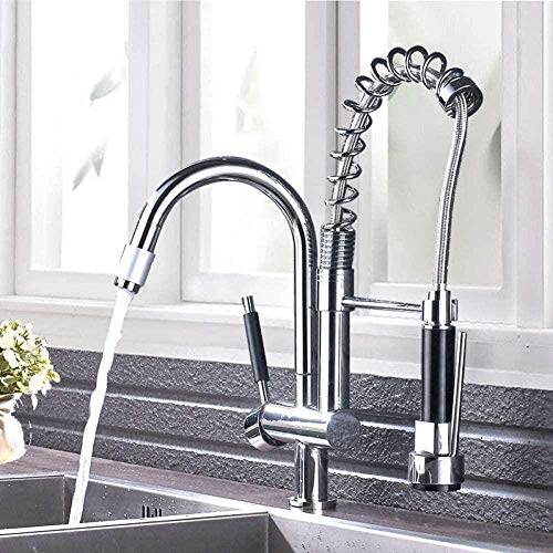 Chrom Pull Down Spring Ausgießer Kitchen Sink Wasserhahn 2 Swivel Hand Sprayer Head mit Ständer Mixer Tap