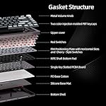 Wireless Mechanical Keyboard with Volume Knob,75% Percent Gaming Keyboard,RGB Hot Swappable Gray Mechanical,Backlit Light Up PBT USB C 2.4GHz BT5.0 Gasket Red Switch - Image 3