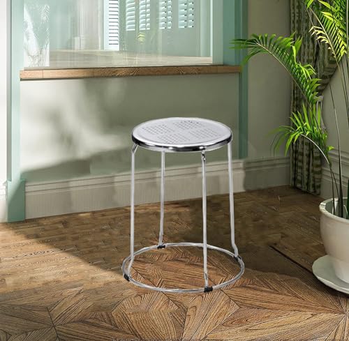 Image of NGFC Jali Steel Stools for Indoor /Outdoor Use - Durable Metal Stool for Kitchen, Office, Cafe, Hospital, Bar, & Medical Settings - Pack of 2