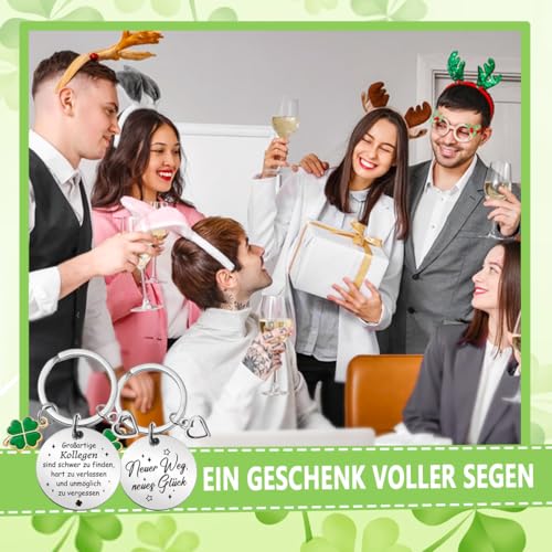BOYATONG Abschiedsgeschenk Kollegen, Kleine Geschenke für Kollegen Beste Kollegin Danke Lieblingskollegin,Schlüsselanhänger Kleeblatt Abschied Kollegin Rente Jobwechsel Neuer Job Ostergeschenke