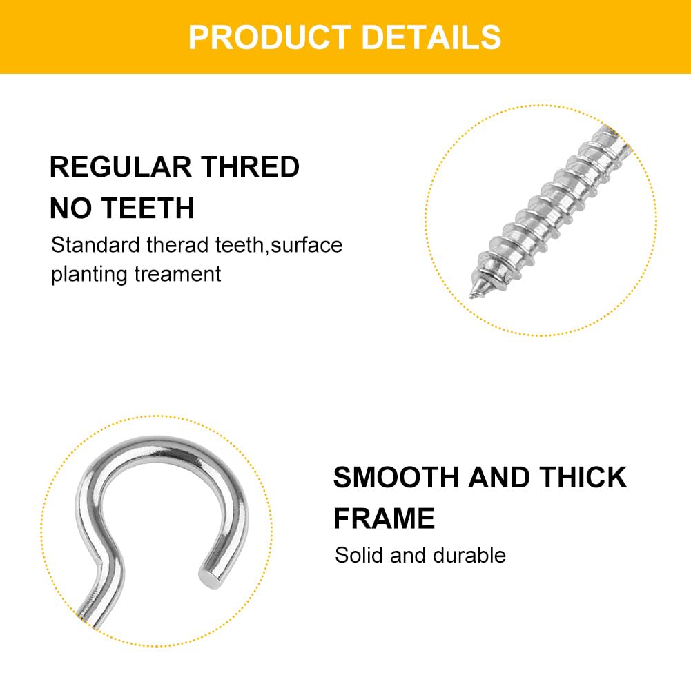 Crochet Inox A Visser Qrity 20 Pièces Crochet à Vis Ouvert 55mm, Vis à Crochet En C, Crochets à Vis, Crochet Fileté, Crochets à Boucle, Crochet De Tasse, Pour Suspendre Le Plafond