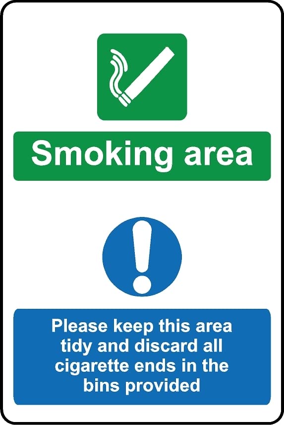 Smoking Area Please Keep This Area Tidy Safety Sign - 1mm Plastic Sign (400mm x 300mm)