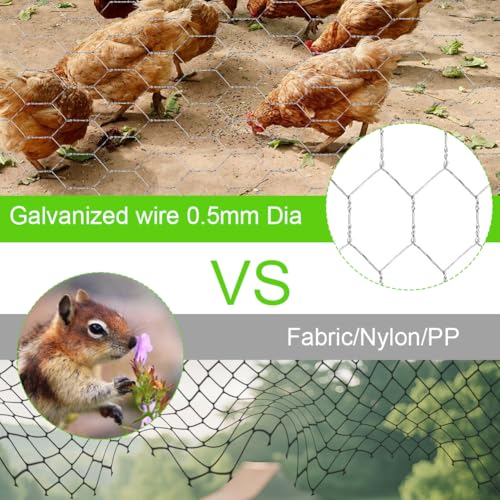 Flintronic Hasendraht Hühnerzaun, 0.5 x 10m Maschendraht Feinmaschig, Kaninchendraht Sechseck Drahtgitter, Gartenzaun, Tierabsperrung, Leichter Drahtgeflecht, Netz für Geflügel, Haustier, Hühner, DIY